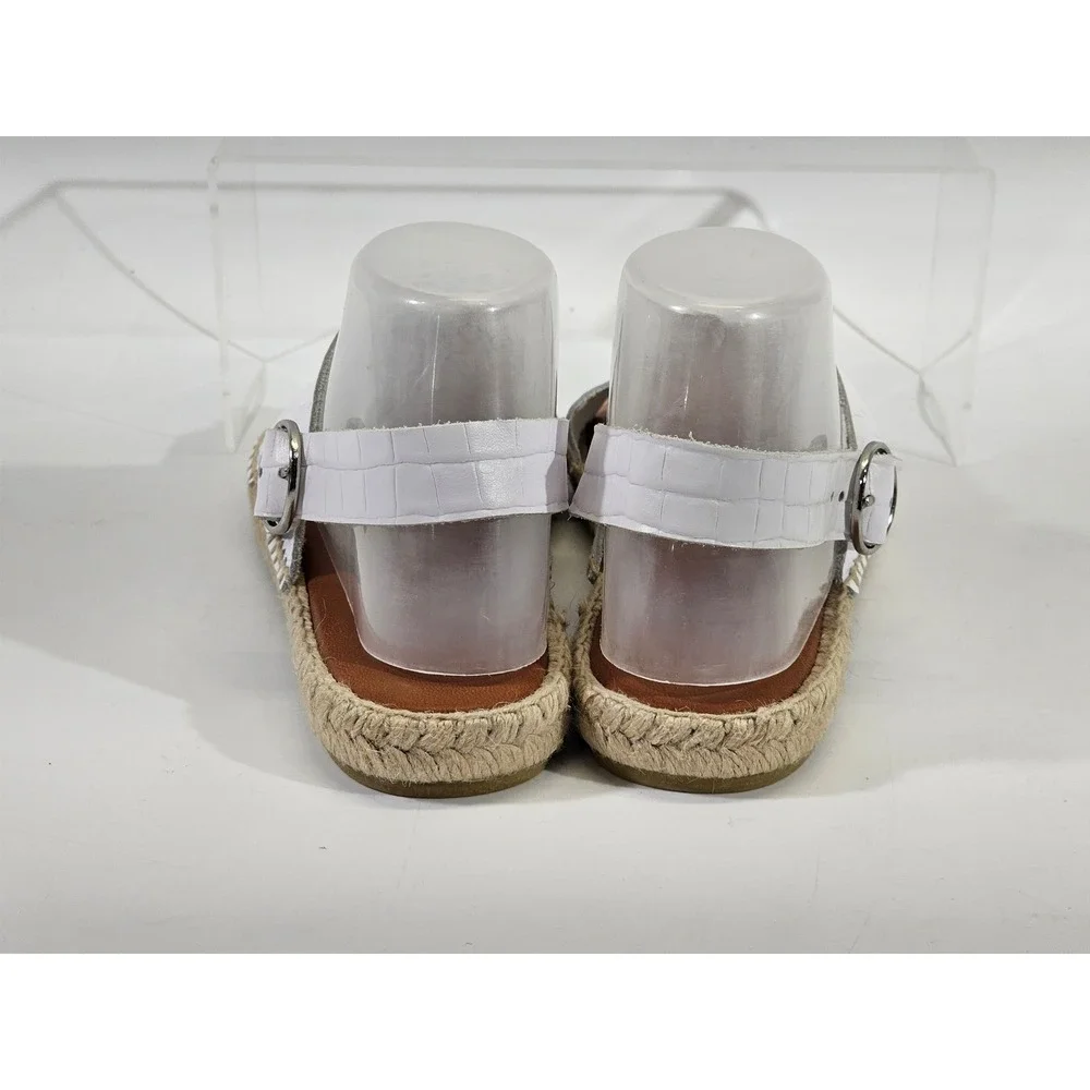 Dalson Espadrilles White Croc‎ Embossed Leather Slingback Sandals Womens 8 Spain